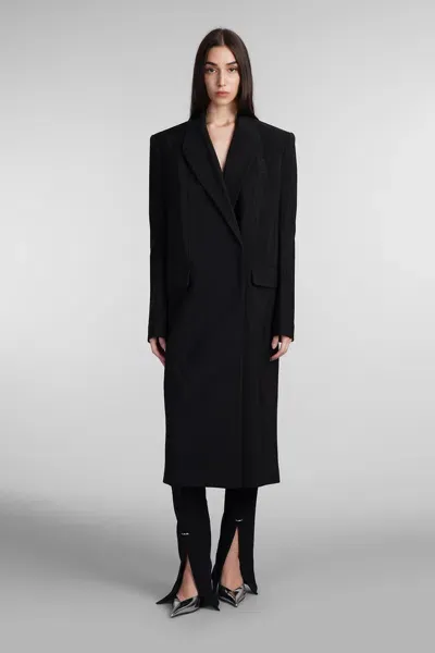 Mugler Coat In Black Viscose