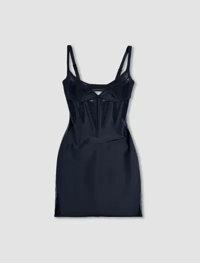 Mugler Corset Jersey Minidress In Black