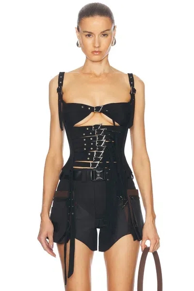 Mugler Corset Tank Top In Black