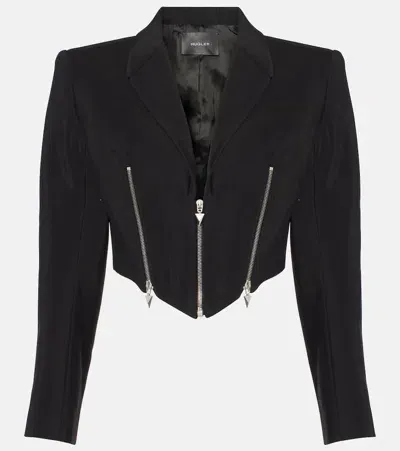 Mugler Cropped Jacket In Black