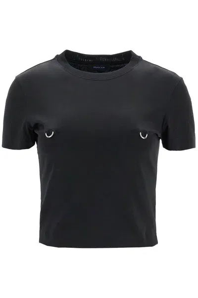 Mugler Cropped T-shirt With Piercing