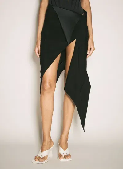 Mugler Cummerbund Satin Skirt In Black