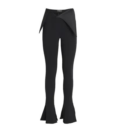 Mugler Cummerbund-waist Flared Trousers In Black