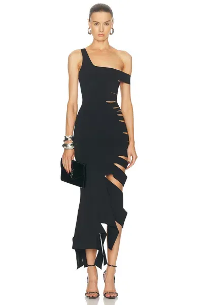 Mugler Cut Out Midi Dress In Black