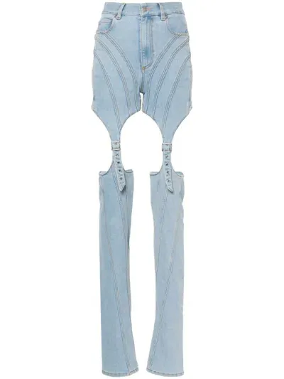 Mugler Cut-out Skinny Jeans In Blue