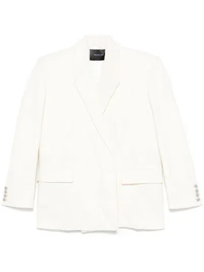 Mugler Double-breasted Blazer In White