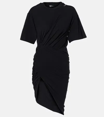 Mugler Black Draped Pierced Minidress