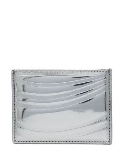 Mugler Embossed Spiral Cardholder In Silver