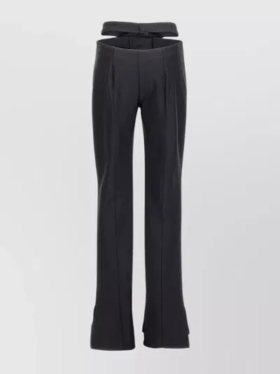 Mugler Flared High-waisted Trousers With Belted Detail In Black