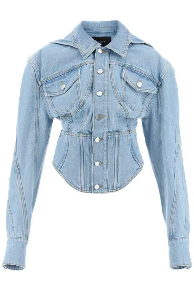 Mugler Giacca In Denim Con Corsetto In Blue