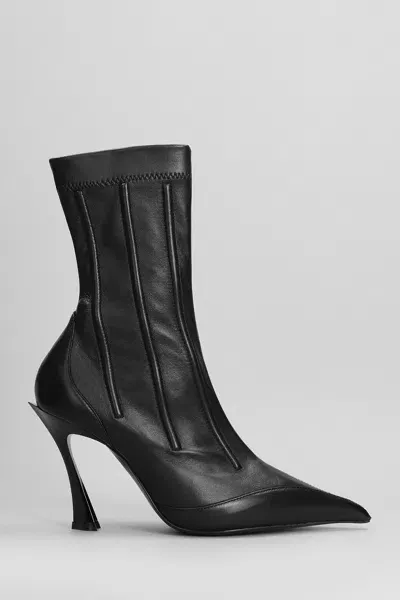 Mugler High Heels Ankle Boots In Black Leather