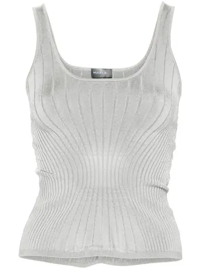 Mugler Knit Tank Top In Grey