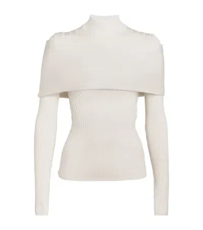 Mugler Knitted Long-sleeve Top In White