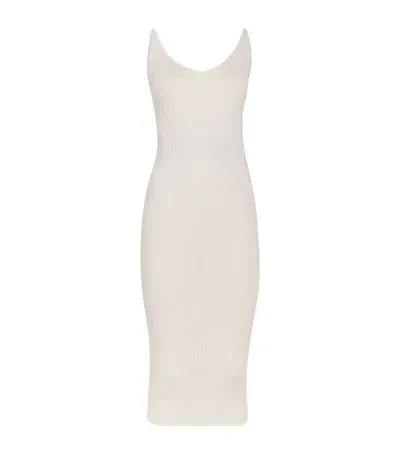 Mugler Knitted Midi Dress In 1003 Off White