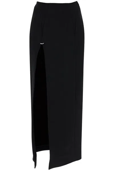 Mugler Long Skirt With Piercing Detail In Black