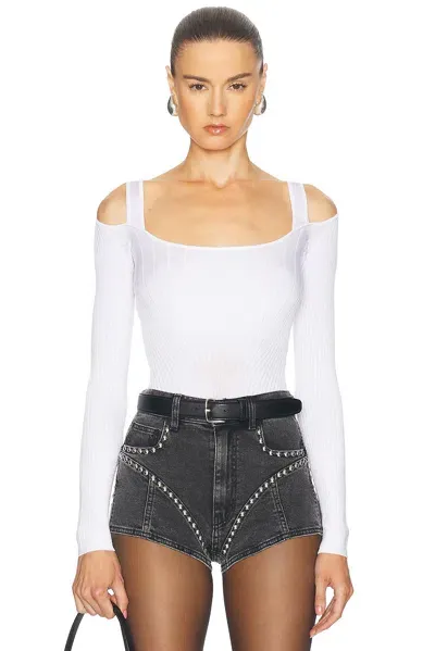 Mugler Long Sleeve Bodysuit In Off White