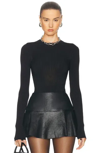 Mugler Long Sleeve Top In Black