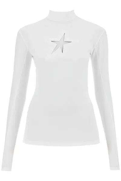 Mugler Long-sleeved Star Top For In White