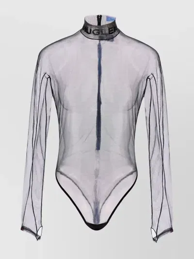 Mugler Mesh Bodysuit In Black