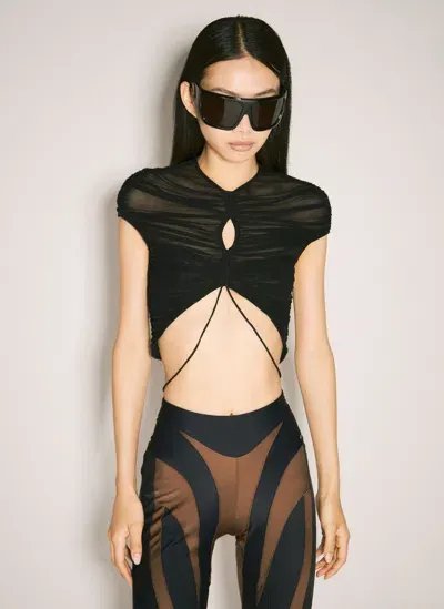 Mugler Mesh Crop Top In Black