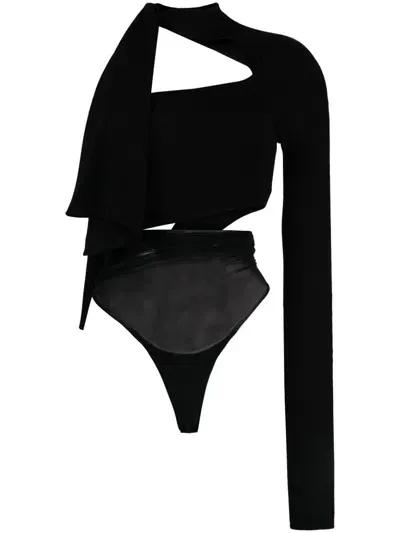 Mugler Meshy Top Viscose Look In Black