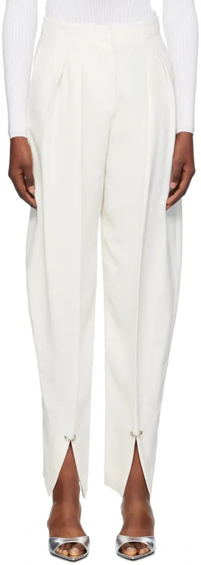 Mugler Off-white Pierced Loose Tailored Trousers In Off White