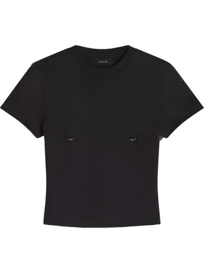 Mugler Pierced Baby T-shirt Woman Black Washed In Cotton