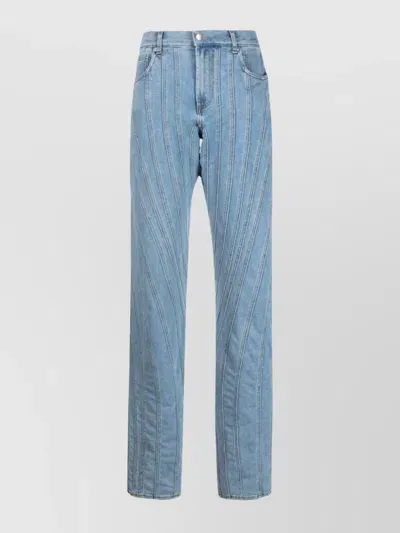 Mugler Relaxed Fit Denim Trousers In Blue