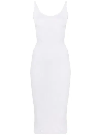 Mugler Ribbed Mididress In Off White