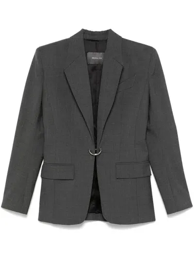 Mugler Ring-detail Blazer In Grey