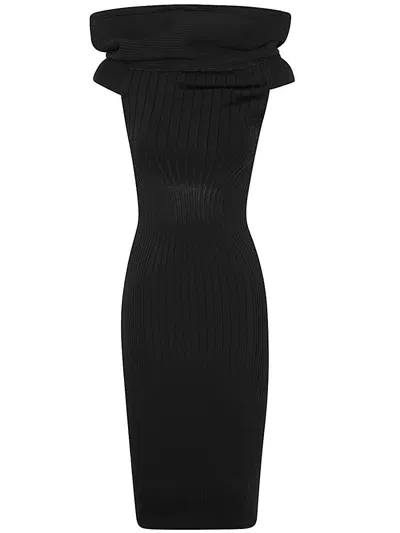 Mugler Ro1663 Midi Dress Clothing In Black