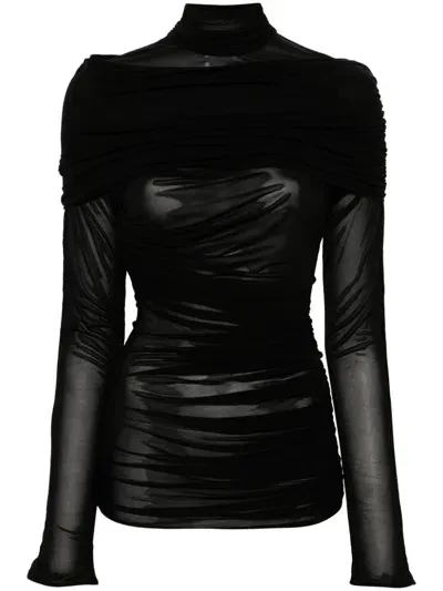 Mugler Ruched Top In Black