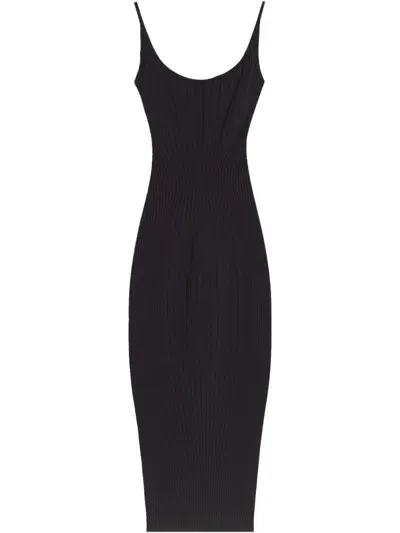 Mugler Sculpting Knit Dress In Black