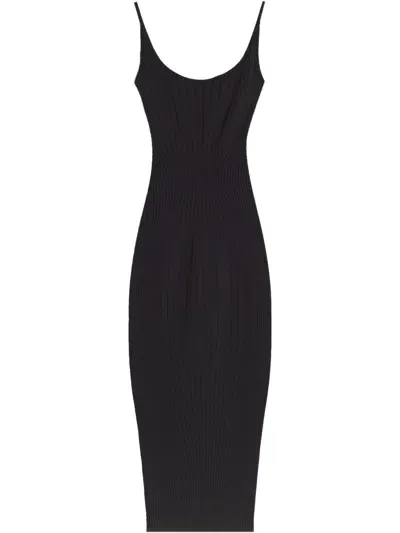 Mugler Sculpting Knit Dress Woman Black In Ryon