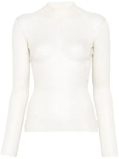 Mugler Sheer Sweater In White