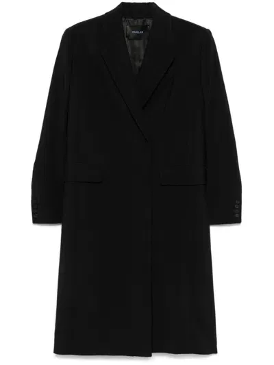 Mugler Single-breasted Coat In Black