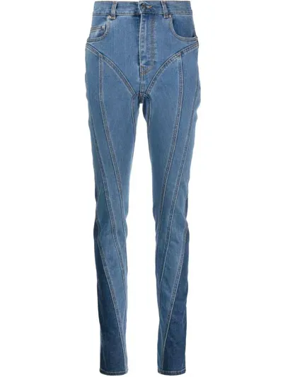 Mugler Spiral High-waisted Skinny Jeans In Blue