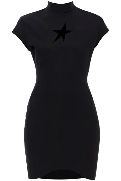 Mugler Star Mini Dress In Nero