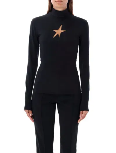 Mugler Star  Top High Neck In Black