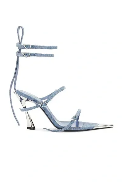 Mugler Fang 95mm Strappy Denim Sandals In Blue