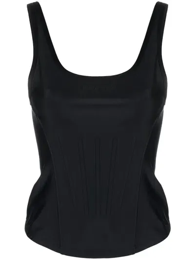 Mugler Tank Top With Wide Neckline In Black