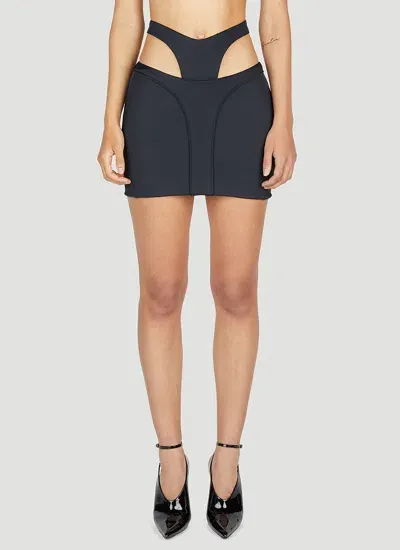 Mugler Thong Mini Skirt In Black