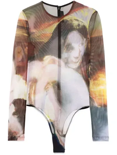 Mugler Archive Mesh Bodysuit In Awsss - Sunset Seessuccubus