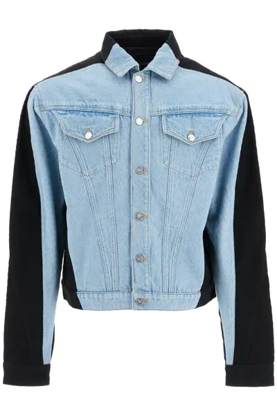 Mugler Two-tone Denim Jacket In Multicolor