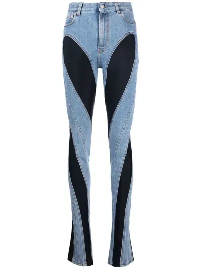 Mugler Two-tone Skinny Jeans In Blue