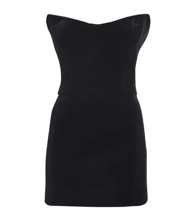 Mugler Velvet Mini Dress In Black