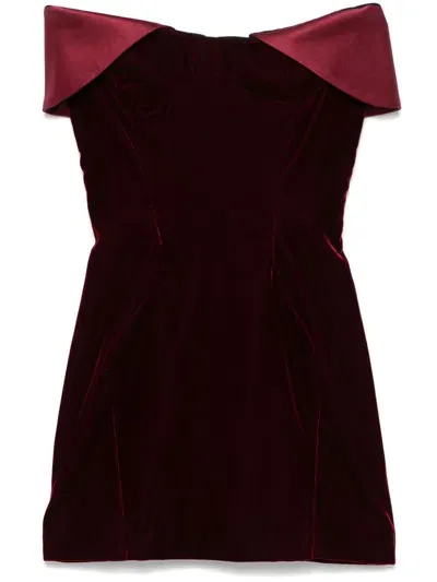 Mugler Velvet Mini Dress In Red