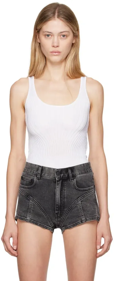 Mugler White Fitted Tank Top In 1003 Off White