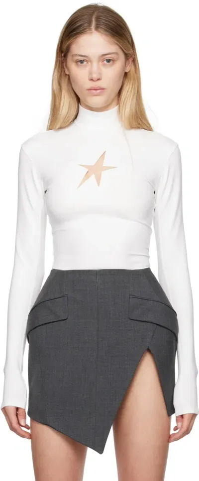 Mugler White Star Turtleneck In 1003 Off White