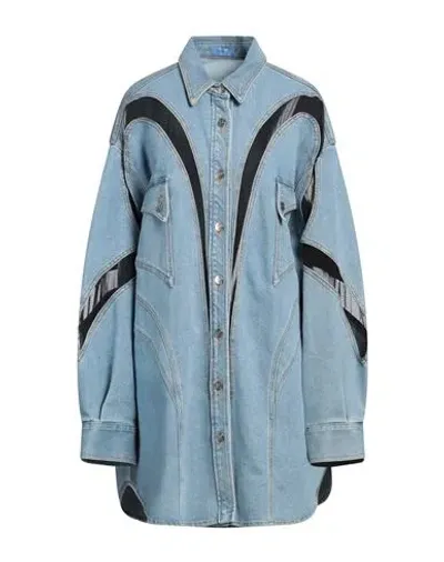 Mugler Panelled Denim Jacket In Blue